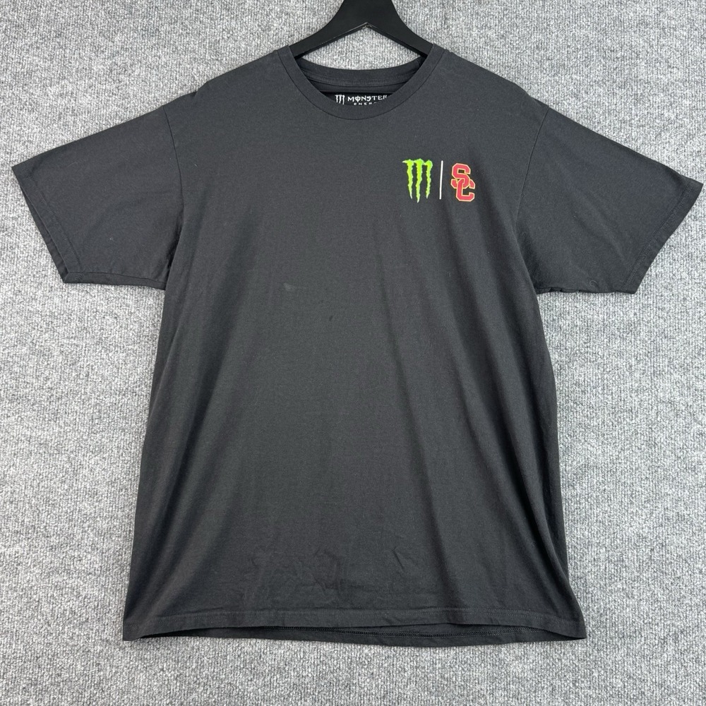 USC Trojans x Monster Energy Shirt Mens XL Black Cotton Fight On Short Sleeve